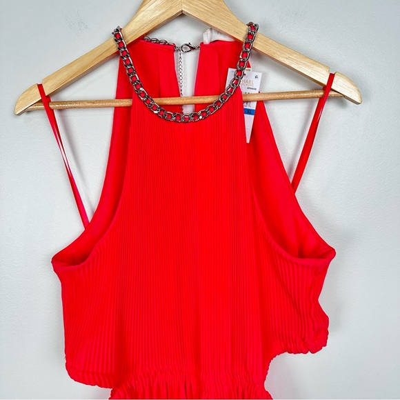 Michael Kors Georgette Pleated Cut Out Midi Dress Size XL - Picture 9 of 11